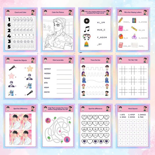 K-Pop Demon Hunter Activity Book For Kids - Games, Colouring, Mazes, Puzzles