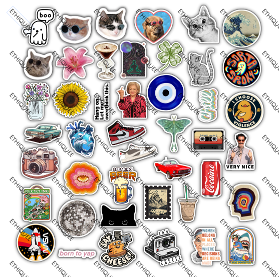 45Pcs Vintage Aesthetic Vinyl Stickers, 100% Waterproof and Scratchproof