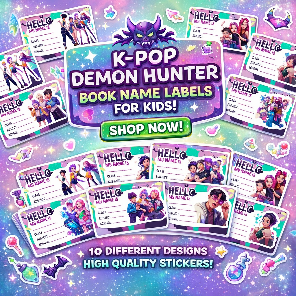 K-Pop Demon Hunters Stickers – School Labels (Pack of 36)