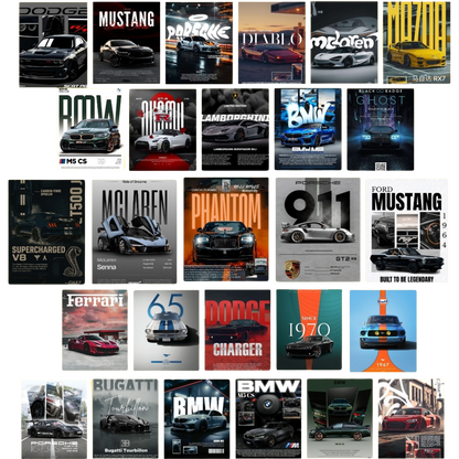 Car Aesthetic Wall Collage Poster (Pack of 27)