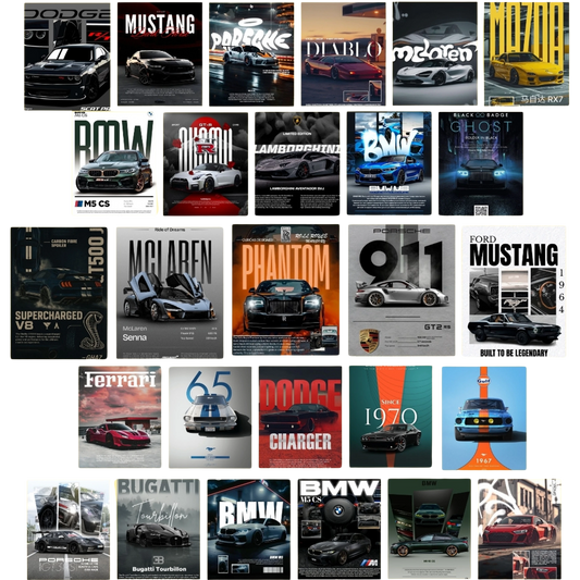Car Aesthetic Wall Collage Poster (Pack of 27)
