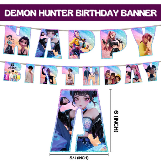 K-Pop Demon Hunter Birthday Banner Set for Decoration