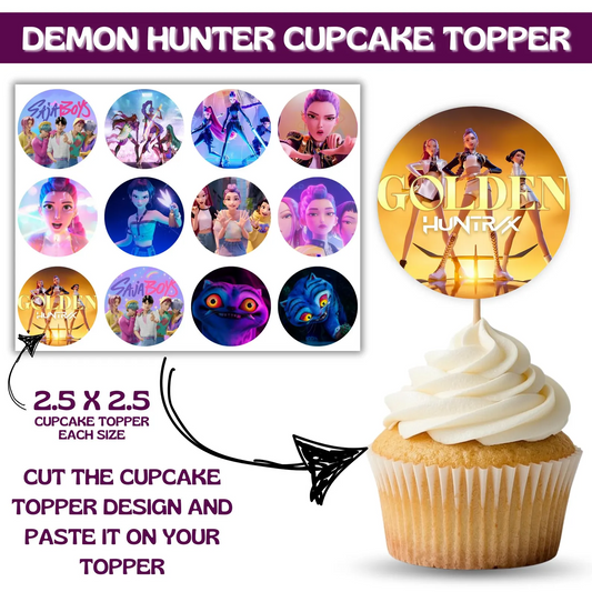 K-Pop Demon Hunter Birthday Toppers Set for Cake and Cupcakes (Pack of 24)